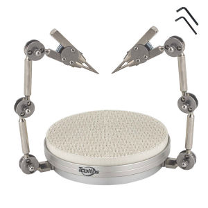 PHYHOO Double‑Head Swivel Soldering Stand Clamp Rotary Welding Fixture with Round Welding Plate for Jewelry Welding Repair Tools