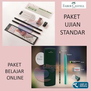 Faber Castell 1 Set PAKET BELAJAR ONLINE / PAKET UJIAN STANDAR Faber Castell ( Pensil 2B Rautan  Penghapus  Stylus Pen  Kotak Pensil kertas LJK Penggaris )