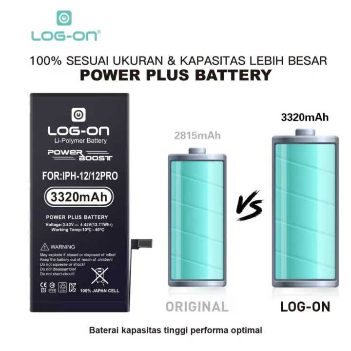 Log On IPHONE 12 IP 12 MINI IP 12 PRO IP 12 PRO MAX Power Plus  Original Battery Baterai Batre Lazada Indonesia