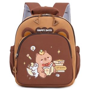 WAPKTY Cartoon Capybara Backpack Large Capacity Nylon Kindergarten Backpack Cute Multi-layer Capybara School Bag