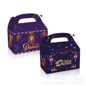 Happy Diwali Gift Boxes Deepavali Candy Handheld Paper Box Party Gift Wrapppers Decor