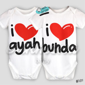 Jumper Bayi 2PC & Baju Anak Lucu Motif Ayah Bunda