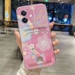 Phone Case for OPPO A5i New 2025 Cute Smile Pattern with Card Pocket Design Shockproof Silicone Soft Casing for OPPO A5i for Girl Phone Cover Case