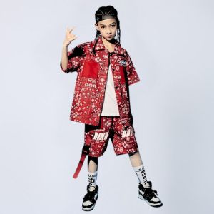 IVONA Setelan Dance Anak Kemeja Printing Perempuan Korea 3in1  Usia 2-14 Tahun LITTLE ROOM KIDS