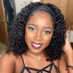 วิกผมผู้หญิงยุโรปและอเมริกาผ้าโพกหัวหยิกขนาดเล็กพร้อมที่คลุมศีรษะผมหยิกแอฟริกันหยิกขนาดเล็กหัวระเบิด Headband Kinky Cur