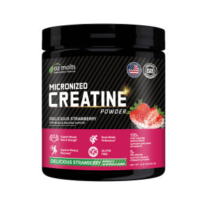 Ozmolts Creatine Monohydrate Powder Improve Muscle Mass Workout Drink Supplements for Fitness Creatine Powder Increase Energy Strawberry 300g