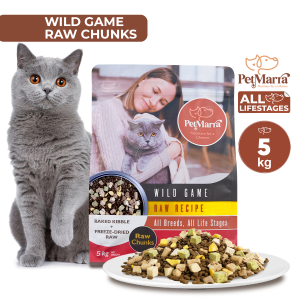 PetMarra Raw Chunks Recipe Adult Cat and Kitten Dry Food Wild Game 5kg