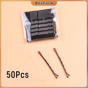 B.F. 50pcs/pack Black Hair Clip Lady Hairpins Curly Wavy/Plane Grips Hairstyle Hairpins Women Bobby Pins