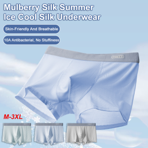 Mulberry Silk Ice Cool Silk Mens Underwear Ice Silk Summer Flat Corner Pants Loose Fit Large Size Boxers