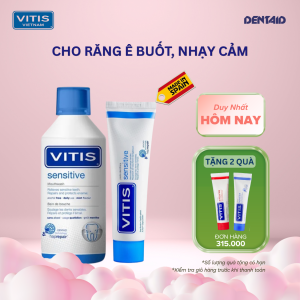 Combo Nước Súc Miệng & Kem Đánh Răng Vitis Sensitive 5500ml/100ml– Giảm Ê Buốt Răng Nhạy Cảm Không Cồn – Chính Hãng Tây Ban Nha