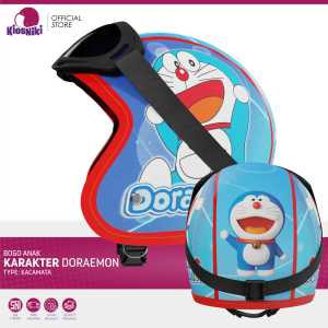 Helm Anak Bogo Retro Karakter Kartun SNI 2 3 4 5 6 7 Tahun Lucu Unik Berkendara Aman Motif Doraemon Kacamata