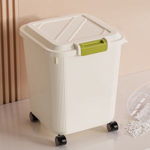 XYAX with Wheel Rice Storage Box Moisture Proof Insect Proof Rice Bucket Food Container Box Large Capacity Pet Food Storage Jar