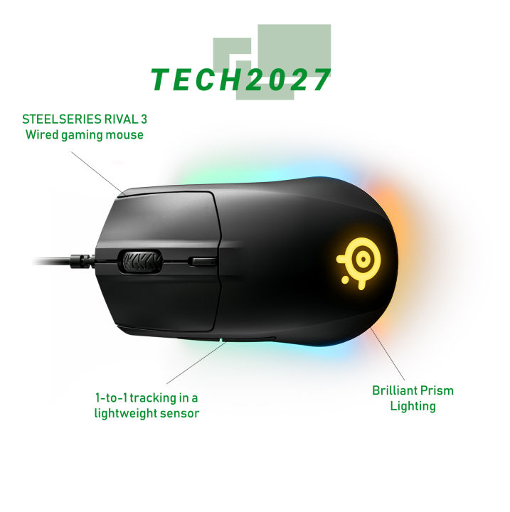 Steelseries Rival Multi Button SteelSeries Rival 3 Gaming Mouse - 8,500 CPI TrueMove Core Optical ...