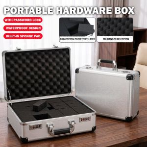 Portable Aluminum Toolbox Instrument Case Storage Box Suitcase Impact Resistant Case with Sponge