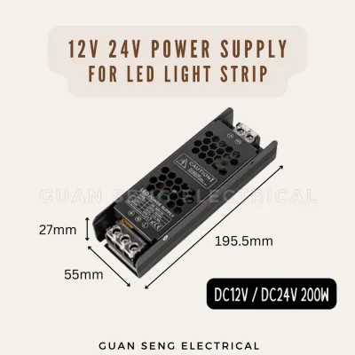 12V 24V Premium Slim Power Supply Driver for LED Strip | Guan Seng Electrical