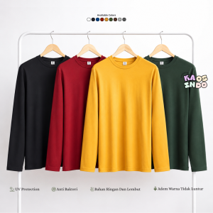 Kaos Polos Lengan Panjang Pria Wanita Soft Cotton Combed Premium Reguler Fit Unisex