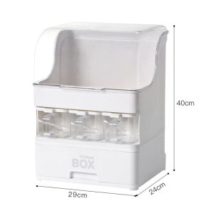 Justliving 1 chiếc tủ sắp xếp nồi gia vị chống bụi đa năng giá lưu trữ gia vị nhà bếp gia dụng dụng dụng cụ sắp xếp hộp đựng có nắp gia vị chống dầu Lọ Muối giá lưu trữ loại ngăn kéo dụng cụ sắp xếp