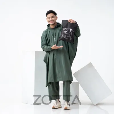 ZOTTA Jas Hujan Ponco Celana Jumbo Tebal dan Kuat Warna Hijau Army