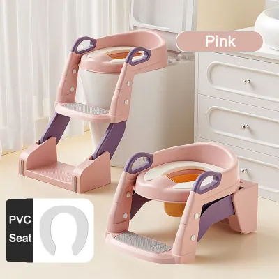 Kids Potty Ladder Adjustable FoldablePotty Training Seat with Ladder for Baby Toddlers Safe Kid Toilet