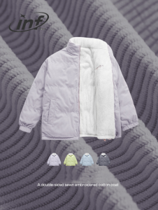 แจ็กเก็ตกำมะหยี่ผ้าลูกฟูกปักสองด้านแจ็คเก็ตผ้าฝ้ายผ้ากำมะหยี่สีทึบใหม่สำหรับฤดูใบไม้ร่วง/ฤดูหนาว