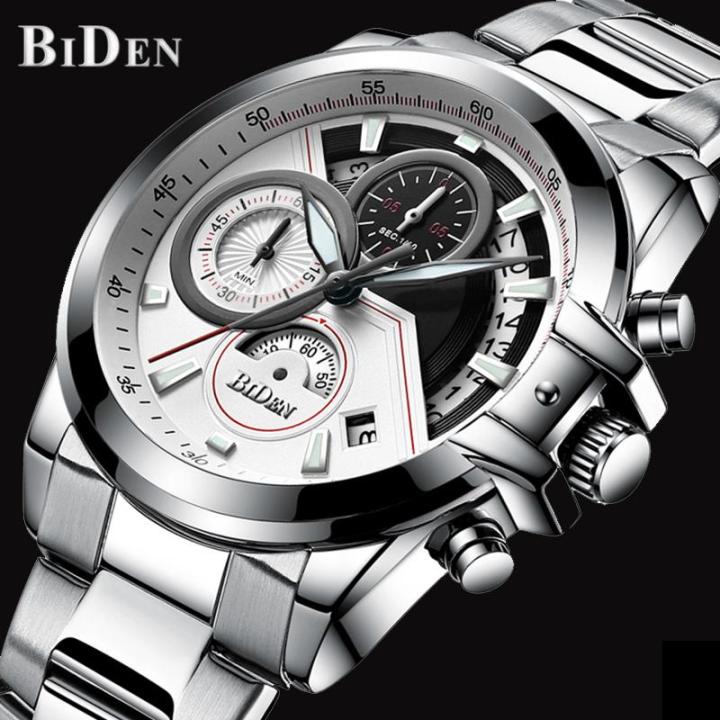 BIDEN Luxury Men's Brand All Steel Waterproof Quartz Watch