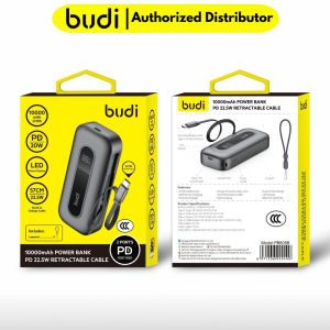 3C CCC Certified BUDI 10000 mAH PD 22.5W POWER BANK RETRACTABLE CABLE (CCC CERTIFIED)