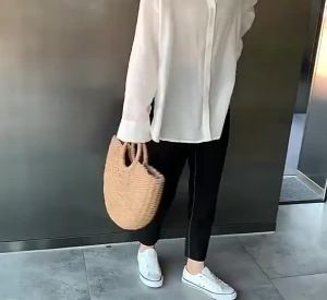 Yogodlns Straw Bags for Women Summer Handmade Half Moon Beach Wild Totes Casual Handbags