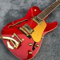 Custom Shop WhiteFender Telecaster Semi Hollow Body กีตาร์ไฟฟ้า F Hole Body Gold B500 Tremolo Bridge. 