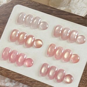 GAOY Soft Pink Cat Eye Gel Set 6 Jelly Nude Colors Holographic Translucent Gel with Magnet Soak Off UV Light for Nail Art Moonlight Ballet