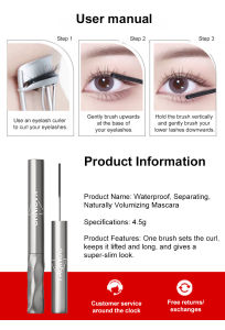 Mascara Waterproof/Volumizing Lengthening One Brush Long-lasting/Daily Life Formal Makeup Women Adults