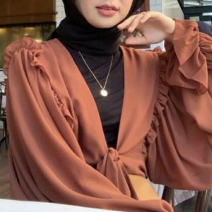 BOSKU OLSHOP - Outer Ruffle Ceruty Baby Doll l Miranti Outer l Outher Cardigan Lengan Balon Fashion Wanita Terlaris l Aprilia Outher Cardigan Polos Fashion Muslim Wanita Terlaris l Rubiya Outer Ceruty Rempel