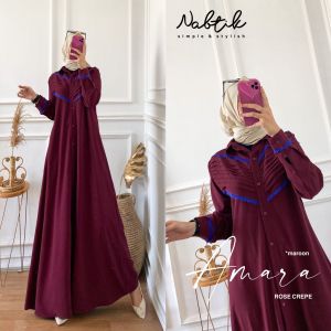 Amara by Nabtik Gamis Maxi Dress Bahan Rose Crepe LD 110 PB 140