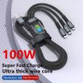 100W 3-in-1 Super Charging Cable 6A Micro USB Type C Fast Charger Type-C Data Cable for Samsung Android iOS Carry On. 
