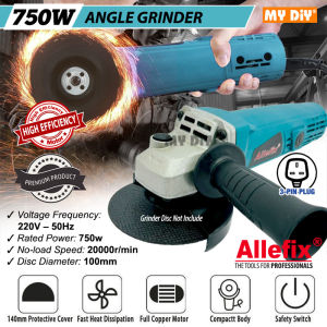 MYDIYHOMEDEPOT - ALLEFIX ANGLE GRINDER POWER TOOLS 750W 100MM 4" (3 PIN PLUG) CUTTING DISC NOT INCLUDE / MESIN PENGISAR