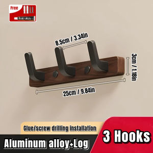 HOMEBLOOM-Drill Free Solid Wood Hook Thicken Clothes Door Hook Wall Hanger Storage Rack Bathroom Coat Towel