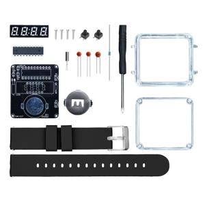 STEM Learning Electronic Watch Kit With Ceramic Circuit Components Create LED Clock Through No Tool Assembly