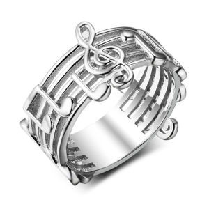 Fashion Musical Note Ring Hollow Musical Symbol Ring Jewelry For Female Music Lovers Wedding Party Music Ring Best Gift h260529