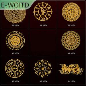 【E-WOITD】 สติกเกอร์โลหะสำหรับโทรศัพท์มือถือสติกเกอร์โลหะสำหรับชาวพุทธประจำปีถ่ายเทแบบดั้งเดิมโชคดีความมั่งคั่งลัทธิเต๋าสติกเกอร์ตัวละครวัฒนธรรม