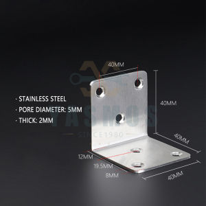 Yasmos Corner Angle Bracket Stainless Steel Right Shelf Support 90° Furniture L Shape