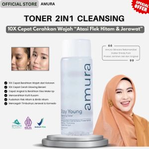 Toner Amura Skincare Official - 2in1 Toner & Cleansing - Toner Wajah Glowing Mencerahkan Kulit Kusam Mengangkat Kotoran Wajah