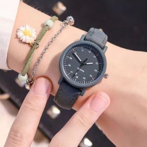 MIIQNUS số tròn Đồng hồ thạch anh nữ Màu đồng nhất Cổ điển Đồng hồ đeo tay nữ bằng da Thanh lịch Dây đeo giả da Nữ