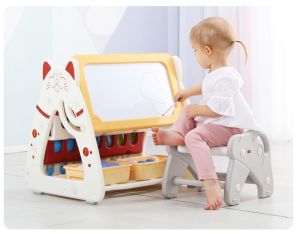 Bảng Vẽ Bàn Học Giá Kệ Sách Hình Mèo Đa Năng 3 Trong 1 Cho Bé