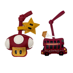 Eye Catching Mushroom/Bus Shape Keychain Ornament Synthetic Leather Construction Multipurpose Bag Charm Giftworthy Item