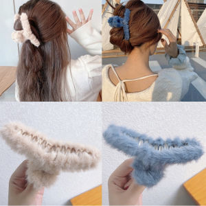 Kẹp tóc càng cua vải lông kiểu dáng lớn phong cách Hàn Quốc thời trang đi chơi dành cho bé gái