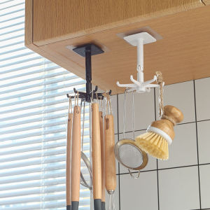 N HOME 360Degree Multifuntion 6 Claw Rotatable Kitchen Hanging Spatula Holder Spoon Hook Hanging