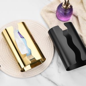 MADEWITH Nordic Style Tissue Case Stainless Steel Curved Mirror Napkin Holder Light Luxury Mirror Surface Desktop Tissue Box Kitchen Use