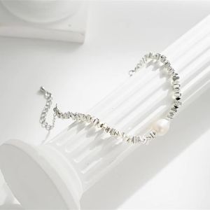 Silver and Pearl Bracelet for Women High-End New Trendy Style Light Luxury Simple and Unique Design Wholesale Jewelry