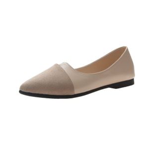 Free Shipping Spring New WomenS Shoes Fashionable Color-Blocked Evening Shoes Shallow-Toe Pointed-Toe Flat-Soled Small Single Shoes For Women