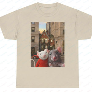 [Local Stock] HBESTY  Stuart Little with Selfie Mouse Tee Movie Graphic Shirt Kawaii Clothes Women Clothes Graphic T Shirts High Quality Cotton Tops
