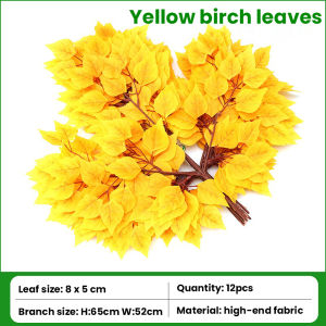 12 artificial 65cm Artificial birch leaves used to decorate wedding parties and any activities